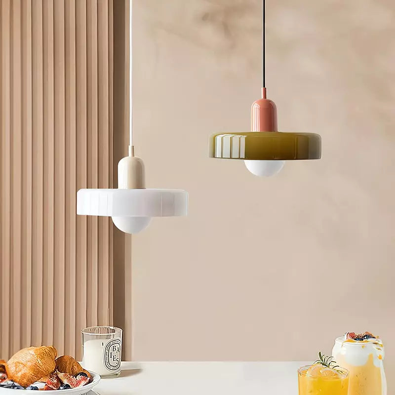 Bauhaus Pendelleuchte Aus Farbigem Glas