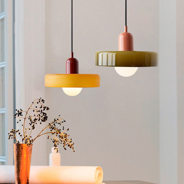 Bauhaus Pendelleuchte Aus Farbigem Glas