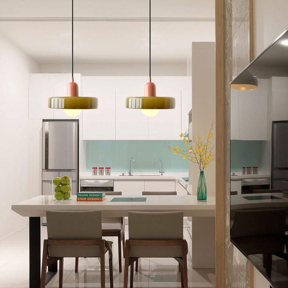 Bauhaus Pendelleuchte Aus Farbigem Glas