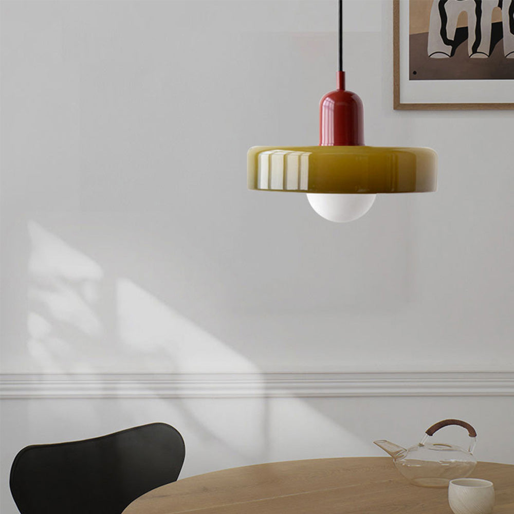 Bauhaus Pendelleuchte Aus Farbigem Glas