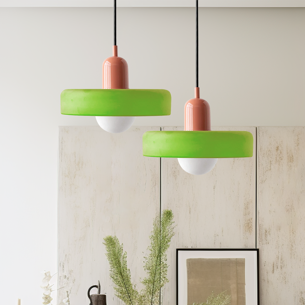 Bauhaus Pendelleuchte Aus Farbigem Glas