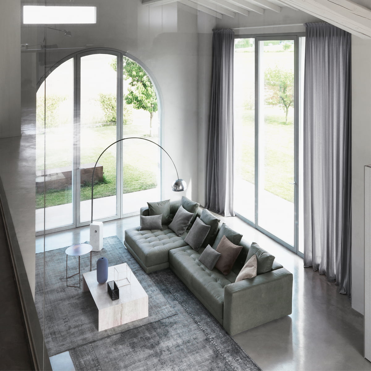 Flos - Arco LED-Stehleuchte, Edelstahl / Marmor weiß